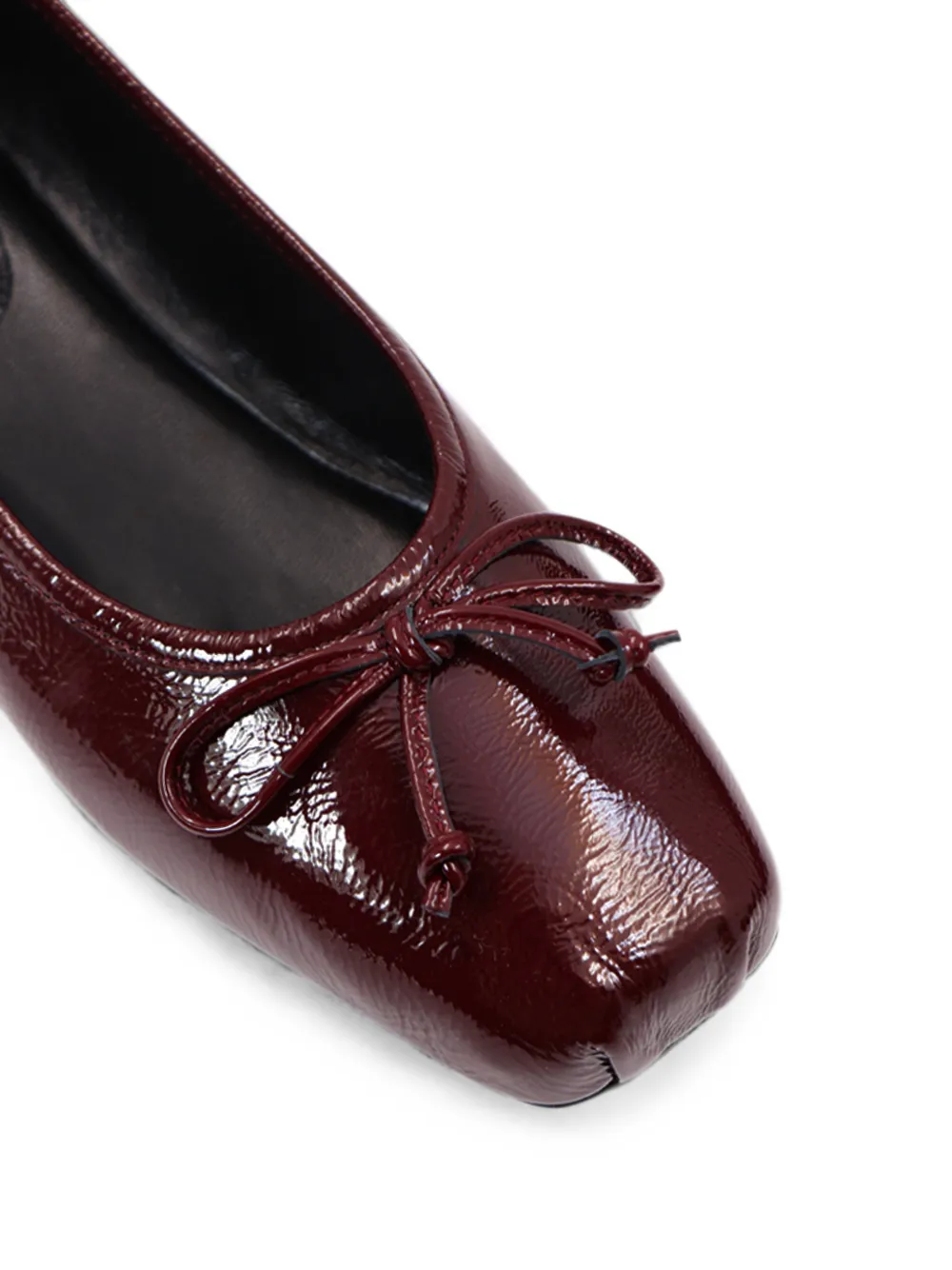 Notabene Serena square-toe bow-detail ballet flats Rood