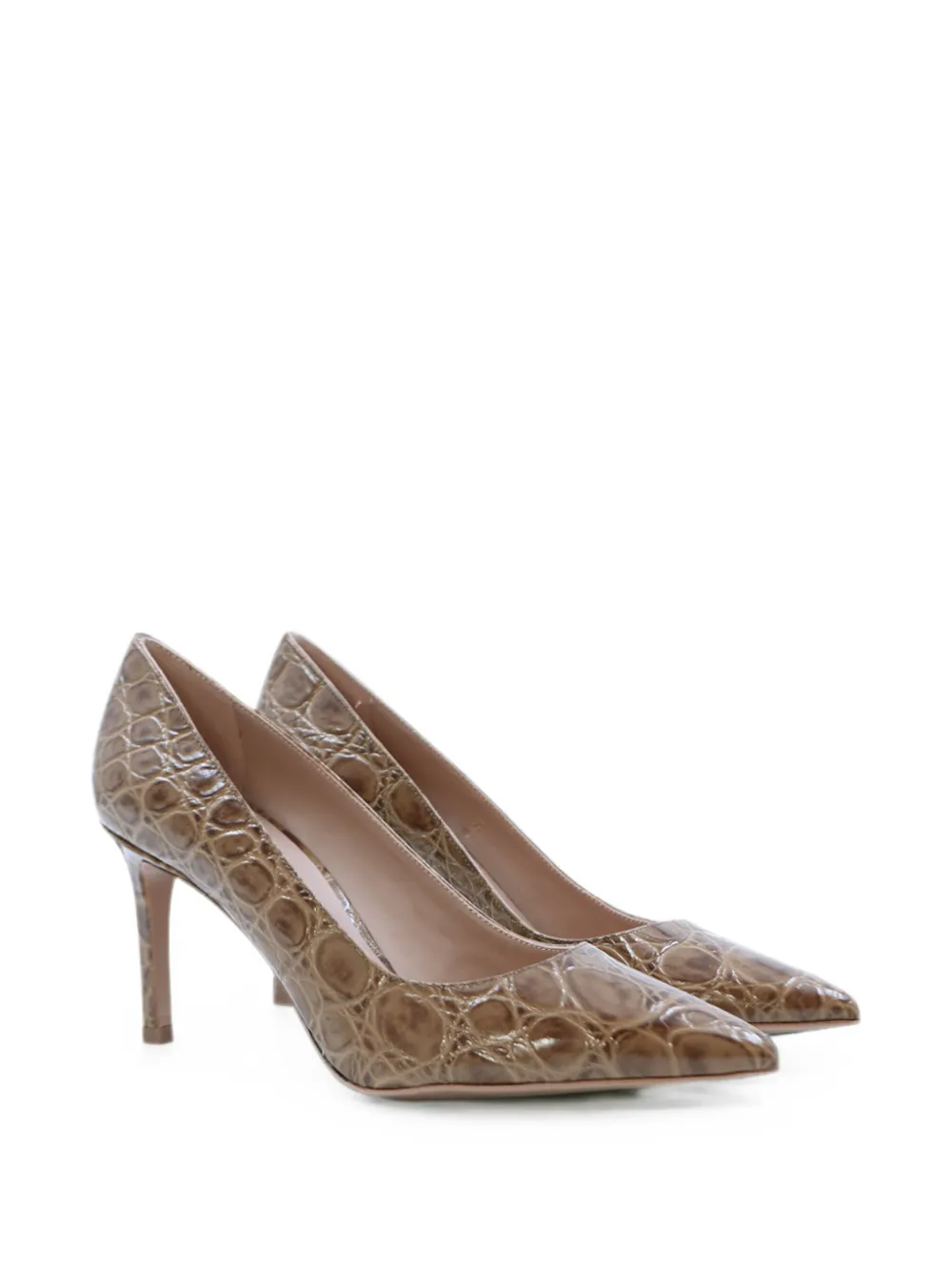 Notabene Carolina 70 croco-effect pointed-toe pumps Bruin