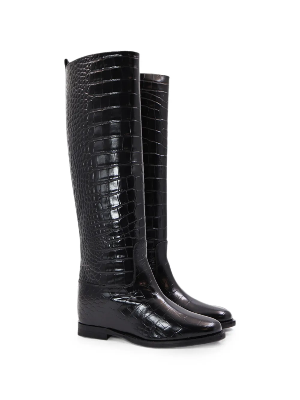 Notabene Isadora crocodile-effect leather boots Zwart