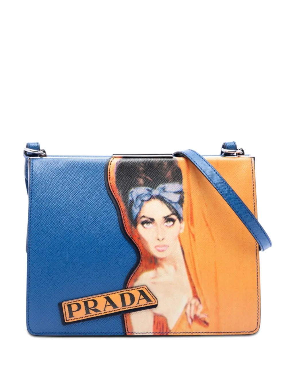 Prada Pre-Owned Borsa a tracolla Limited Edition Face Art con stampa 2017-2018 - Blu