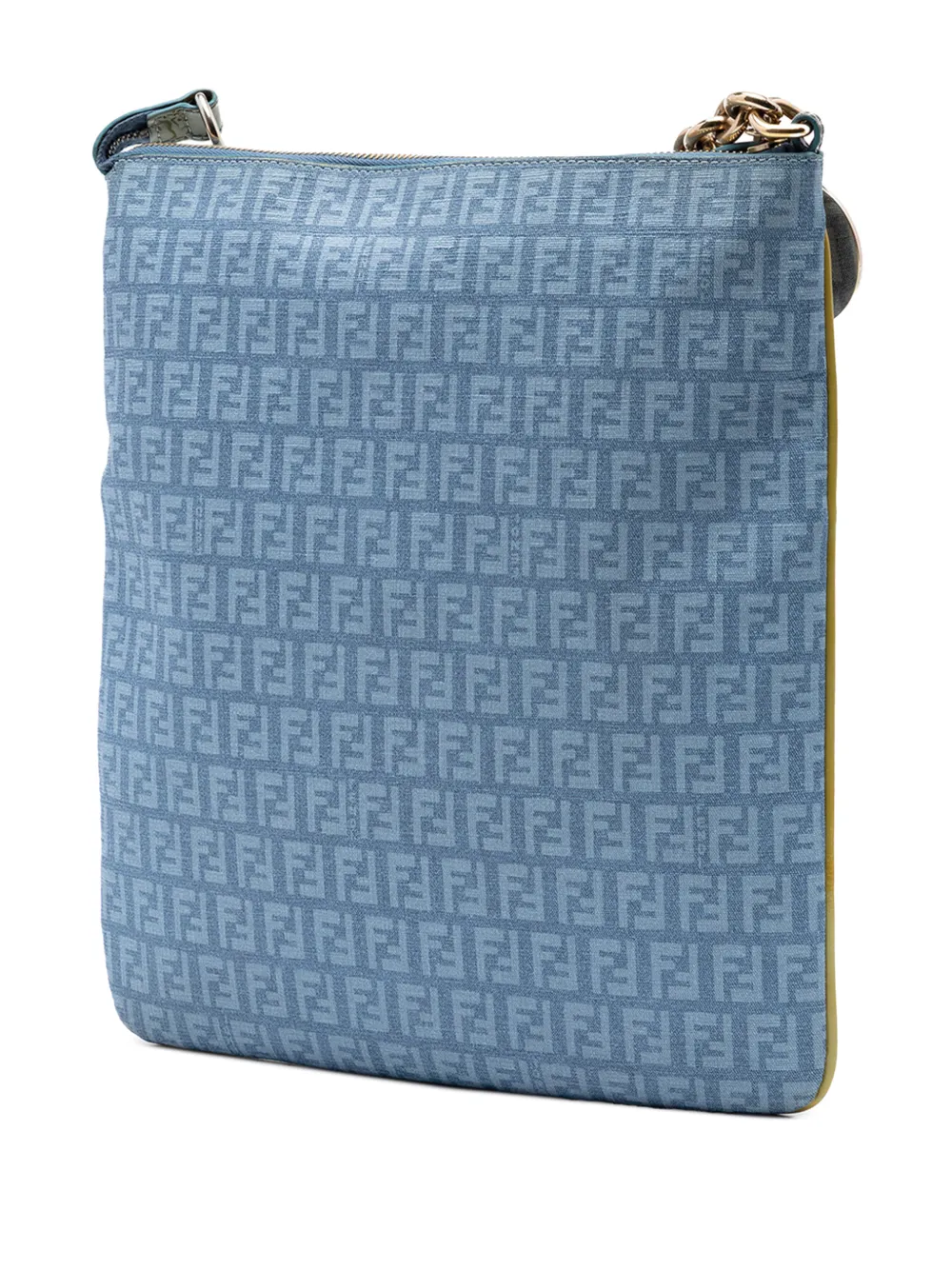 Fendi Pre-owned 2000-2010 Zucchino Coated Canvas Forever Crossbody Bag in Blue, view 3