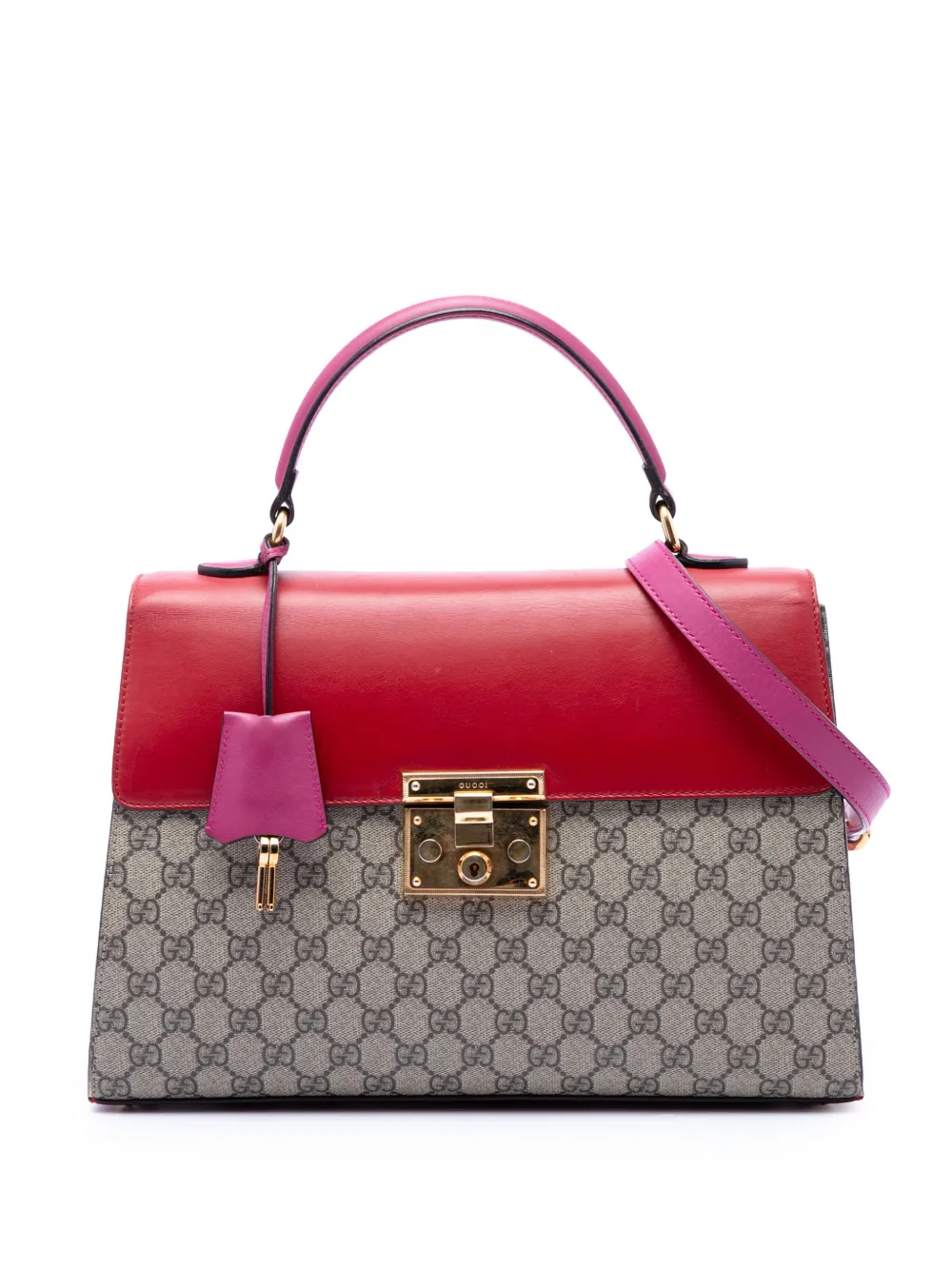 Gucci Pre-Owned Borsa a tracolla GG Supreme Padlock con manico 2016-2026 - Rosso