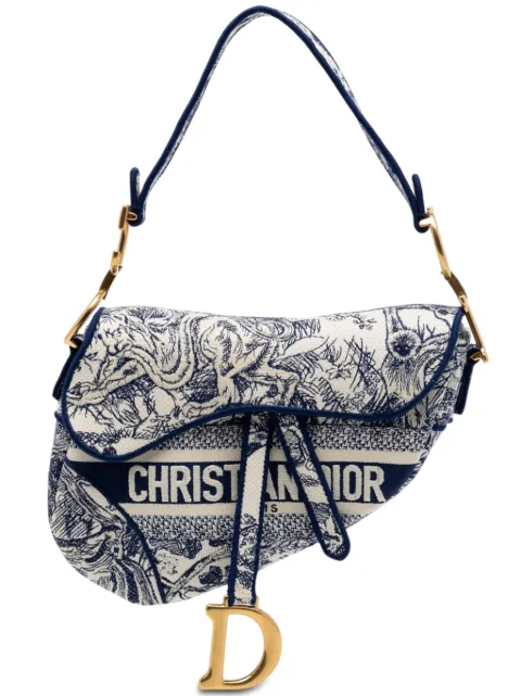 Christian Dior Pre-Owned sac porté épaule Toile de Jouy Saddle Bag en toile brodée (2020)