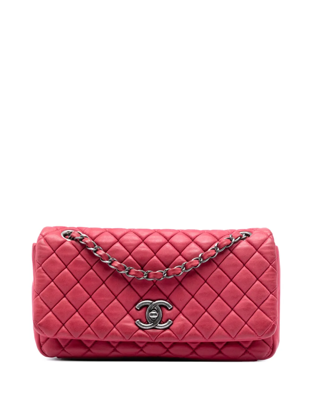 CHANEL Pre-Owned Borsa a spalla New Bubble piccola in pelle di vitello con finitura iridescente e battente 2012-2013 - Rosso