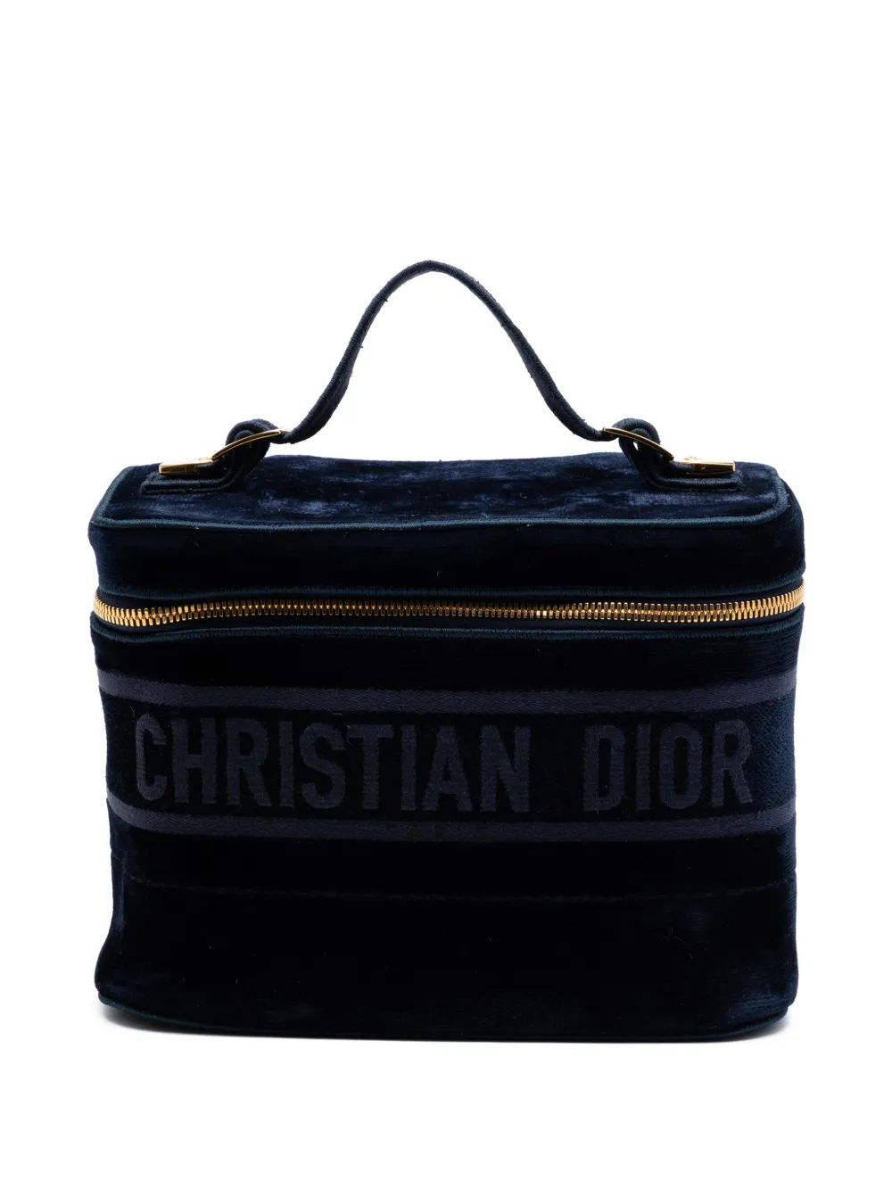 Christian Dior Pre-Owned 2020 Embroidered Velvet Diortravel Case vanity bag - Blue