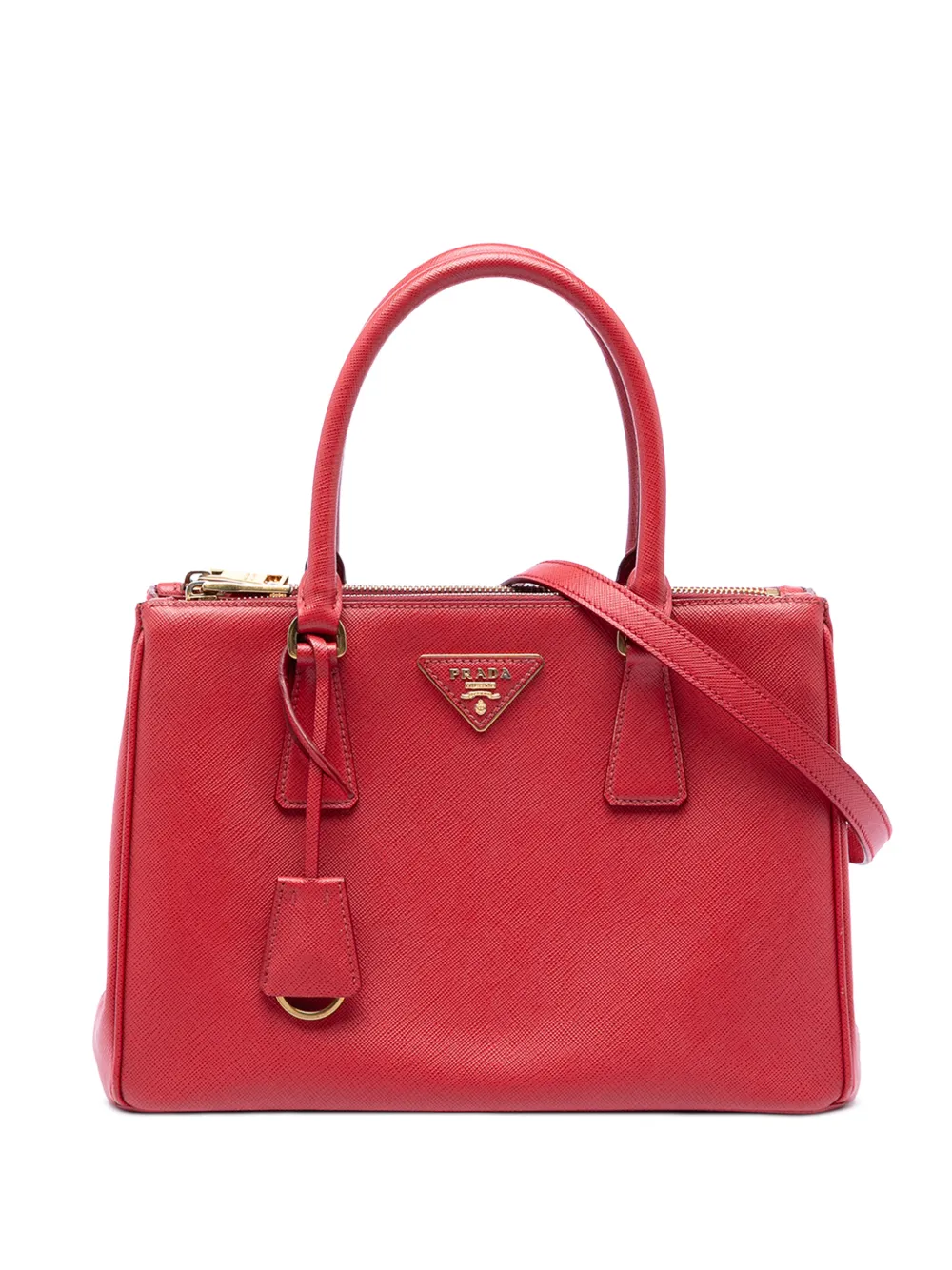 Prada Pre-Owned Borsa tote Galleria media in pelle Saffiano Lux con doppia zip 2010-2026 - Rosso