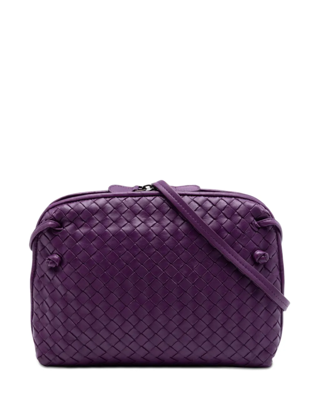 Bottega Veneta Pre-Owned Borsa a tracolla Nodini in nappa con design Intrecciato 2012-2026 - Viola