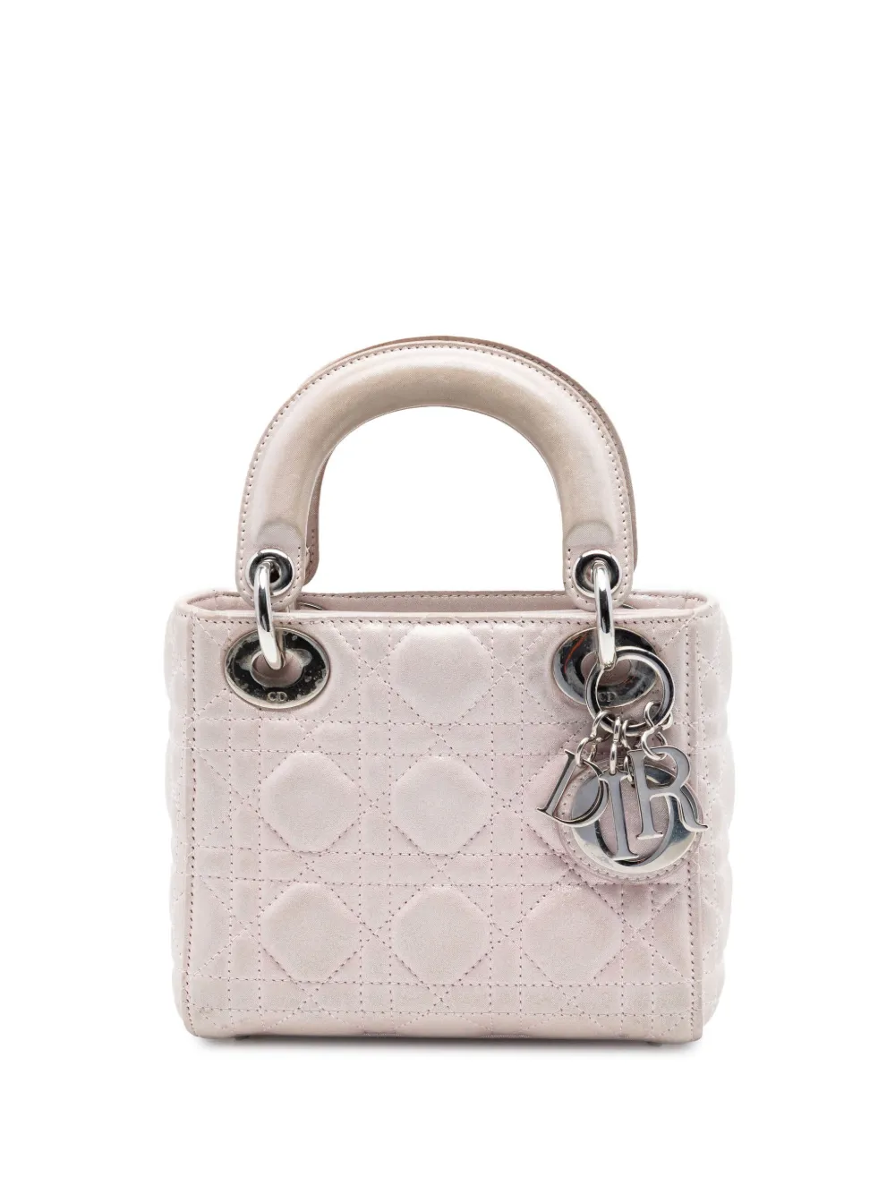 Christian Dior Pre-Owned 2015 Mini Iridescent Lambskin Cannage Lady Dior satchel - Pink