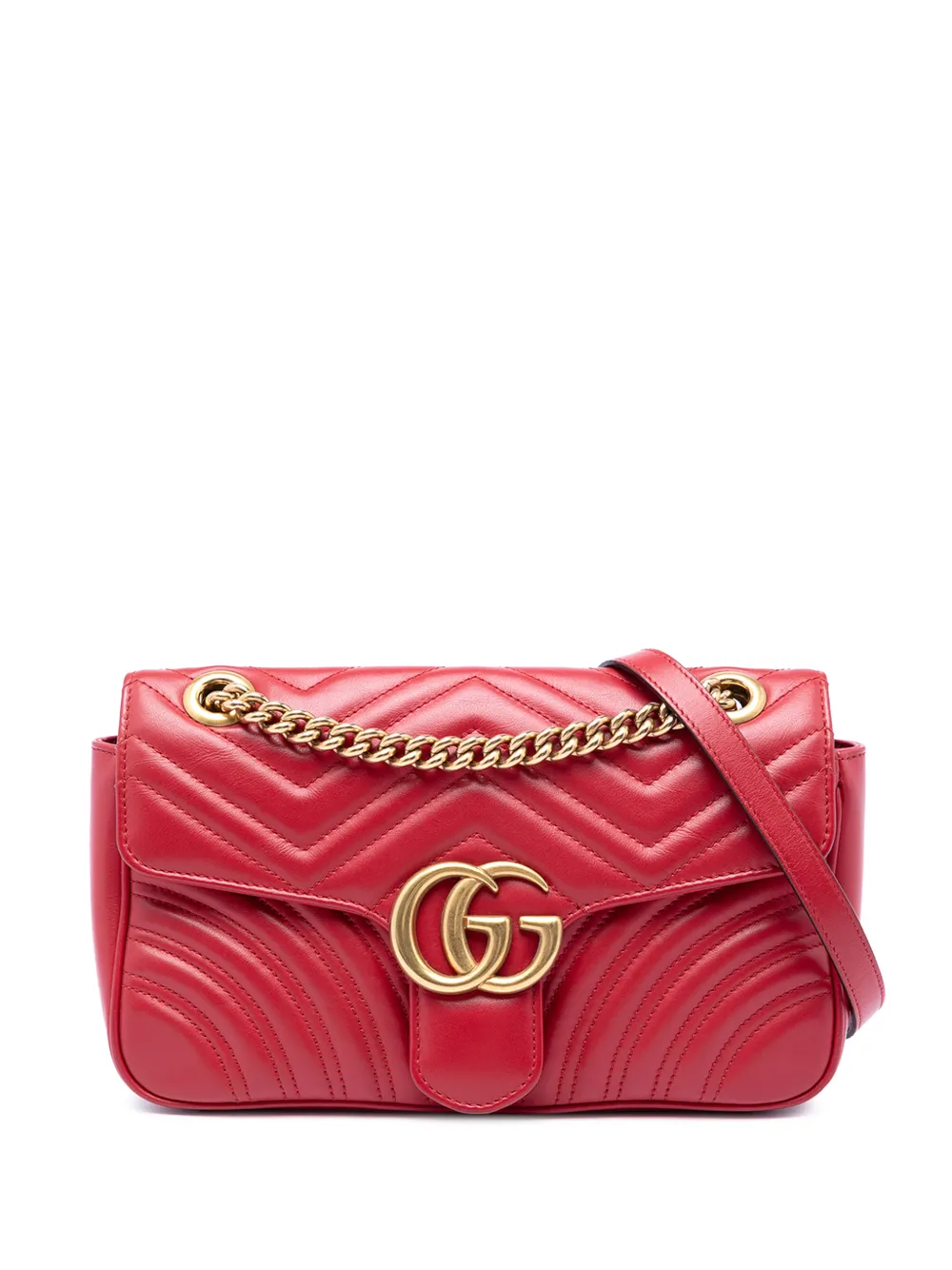 Gucci Pre-Owned 2016-2026 mittelgroße GG Marmont Matelasse Calfskin Schultertasche - Rot