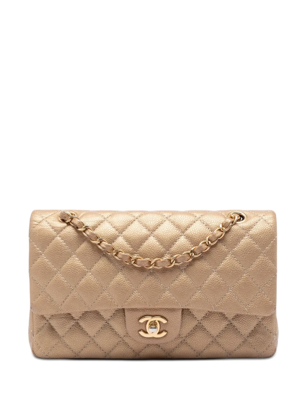 CHANEL Pre-Owned Borsa a spalla Classic Double Flap media in pelle Caviar con finitura iridescente 2014-2015 - Toni neutri