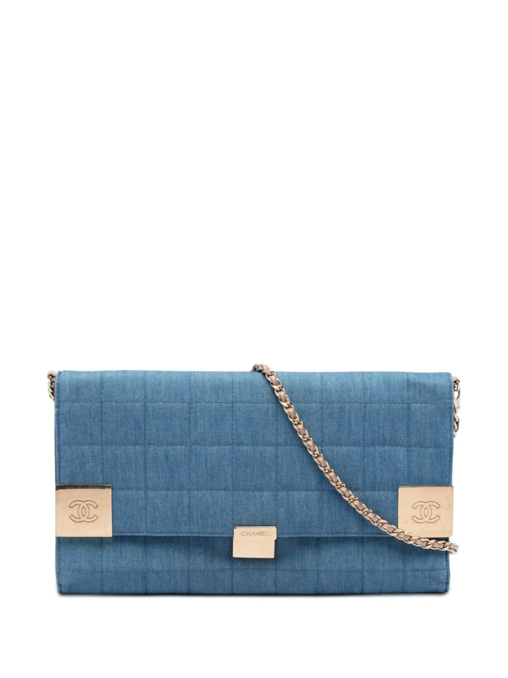 CHANEL Pre-Owned Borsa a spalla CC Chocolate Bar denim con battente 2002-2003 - Blu