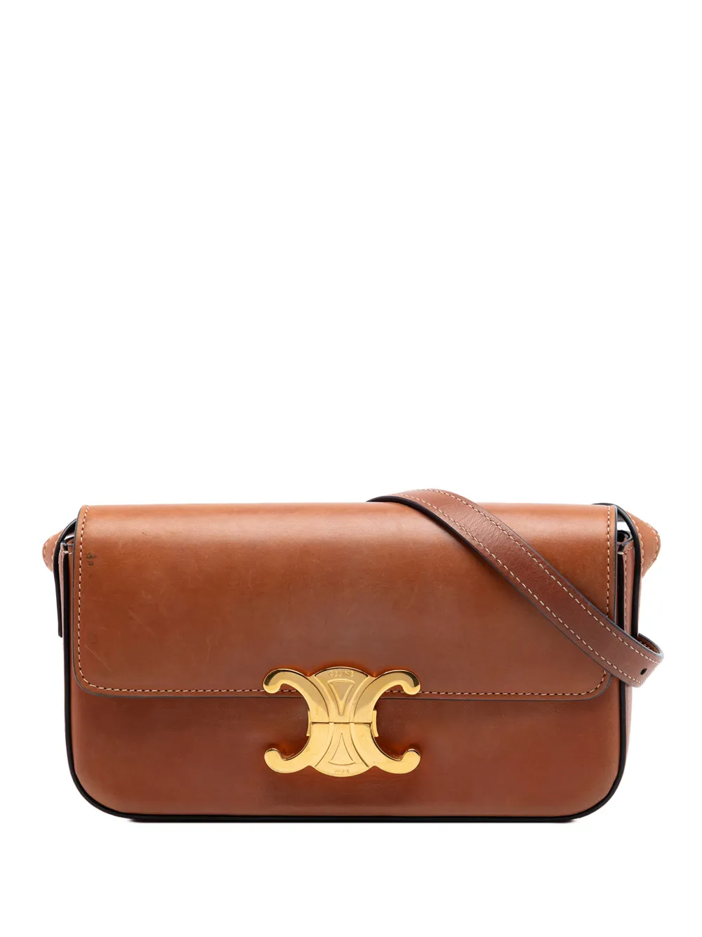 Celine Pre-Owned Borsa a spalla Claude in pelle di vitello con effetto lucido 2021 - Marrone