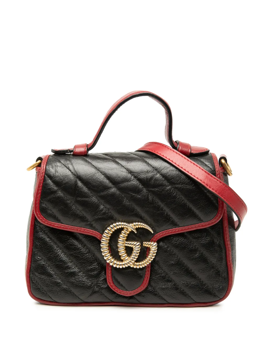 Gucci Pre-Owned Borsa a tracolla GG Marmont mini in pelle di vitello Aria 2016-2026 - Nero