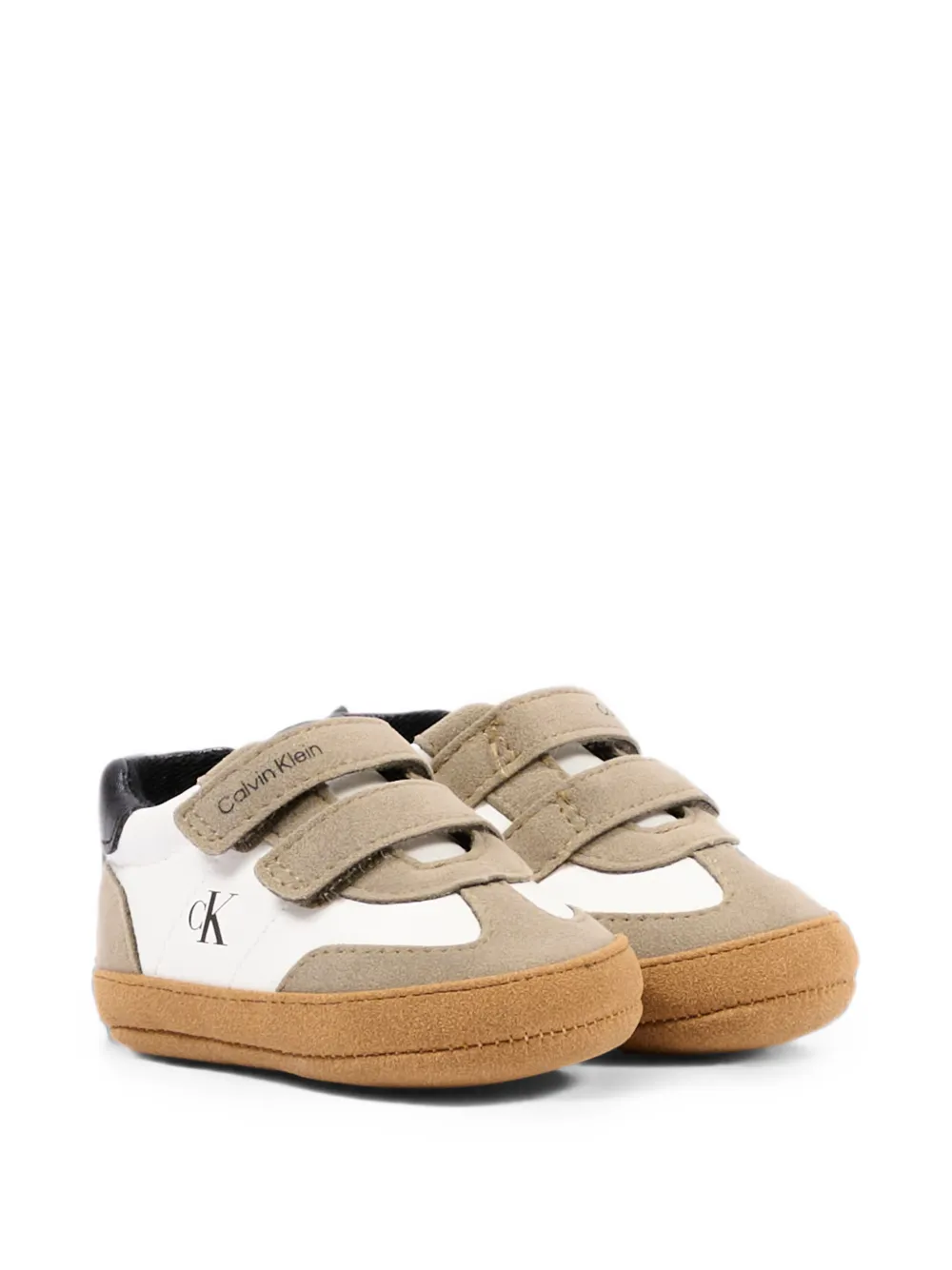 Calvin Klein Kids Leren low-top sneakers met klittenband Beige