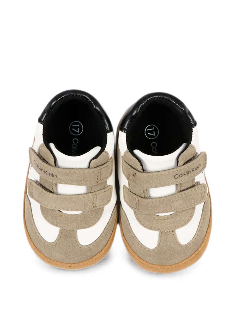 Calvin Klein Kids Leren low-top sneakers met klittenband Beige