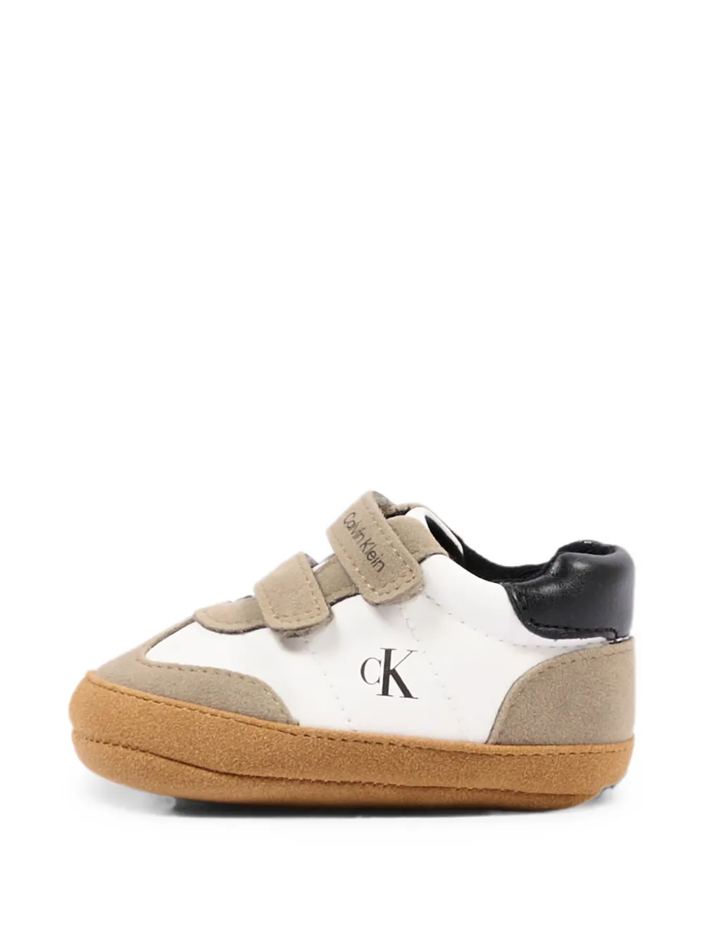 Calvin Klein Kids Leren low-top sneakers met klittenband Beige
