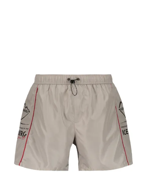 Iceberg logo-print piped swim shorts