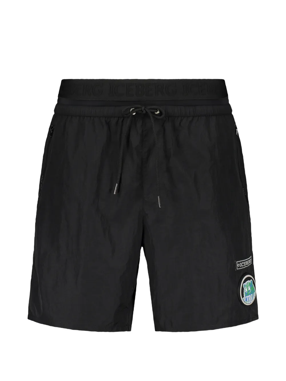 Iceberg logo-waistband drawstring swim shorts - Nero