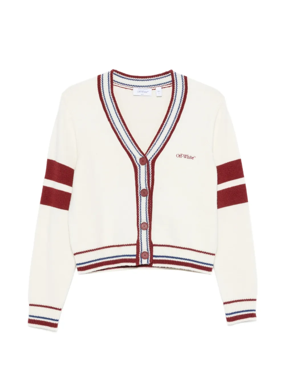 Off-White striped-trim cropped cardigan - Nude