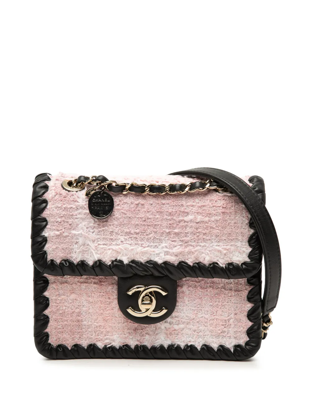 CHANEL Pre-Owned Borsa a tracolla Braided My Own in pelle di vitello mini con battente e telaio 2021-2026 - Nero