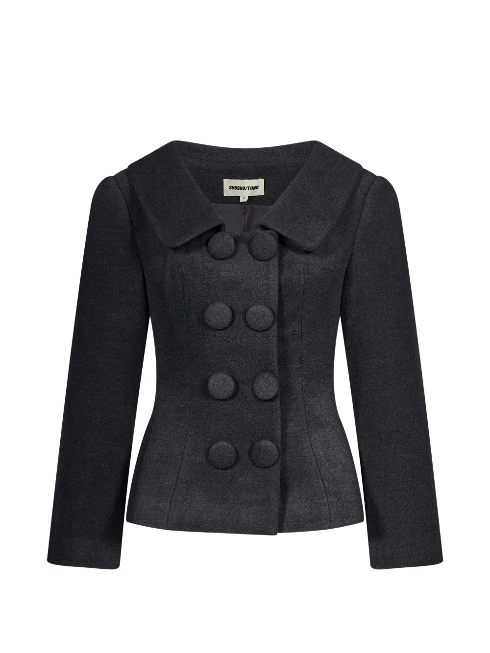 SHUSHU/TONG double-breasted peter pan collar fitted blazer - Gris SHUSHU/TONG double-breasted peter pan collar fitted blazer - Gris
