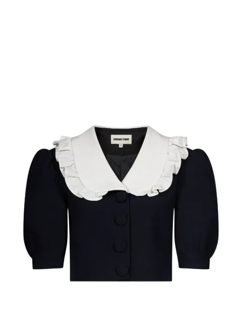 SHUSHU/TONG veste crop à col volanté et manches bouffantes