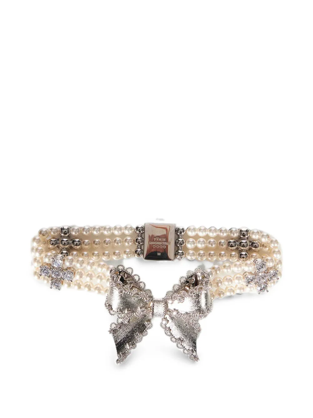 SHUSHU/TONG bow-detail faux-pearl bracelet - Argent SHUSHU/TONG bow-detail faux-pearl bracelet - Argent