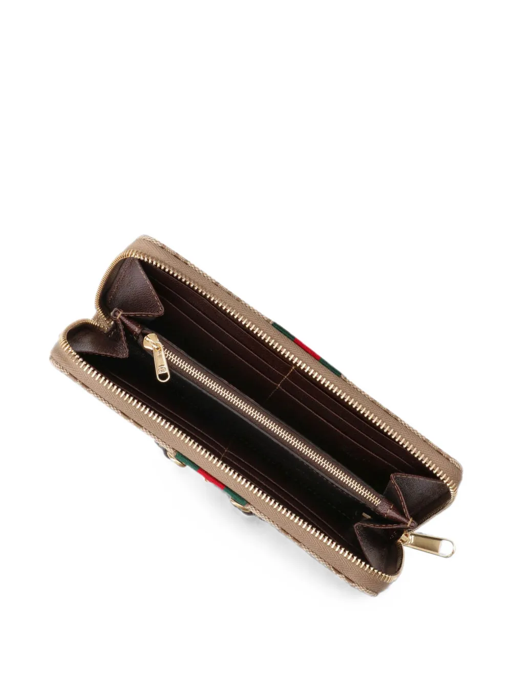 Gucci Horsebit Web portemonnee met rits Beige