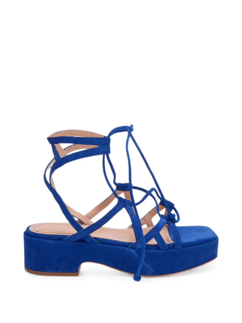 Alberta Ferretti Sandalen met gekruiste bandjes en plateauzool Blauw