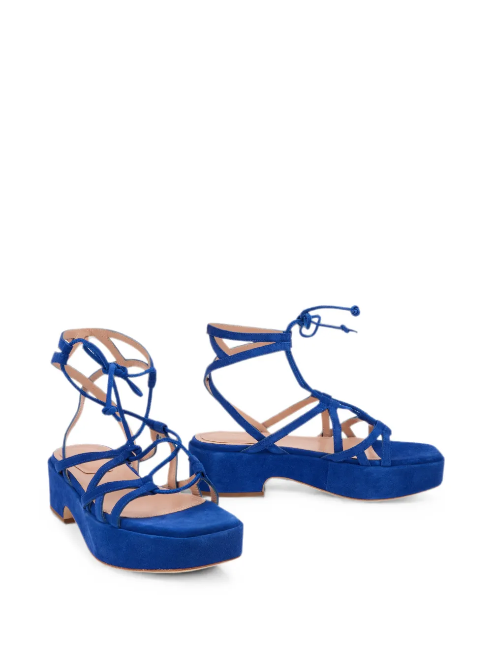 Alberta Ferretti Sandalen met gekruiste bandjes en plateauzool Blauw