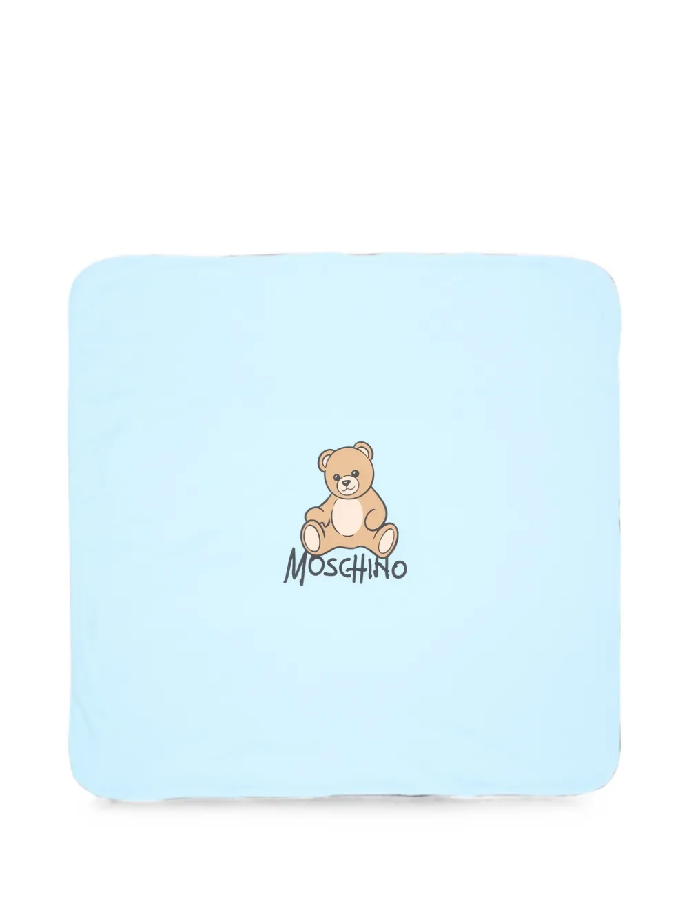 Moschino Kids Teddy Bear logo-patch blanket - Blu