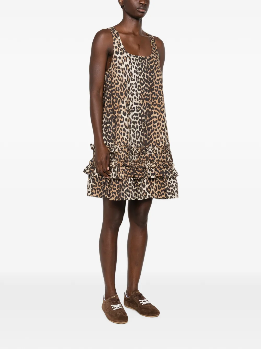 GANNI Jurk met luipaardprint Beige