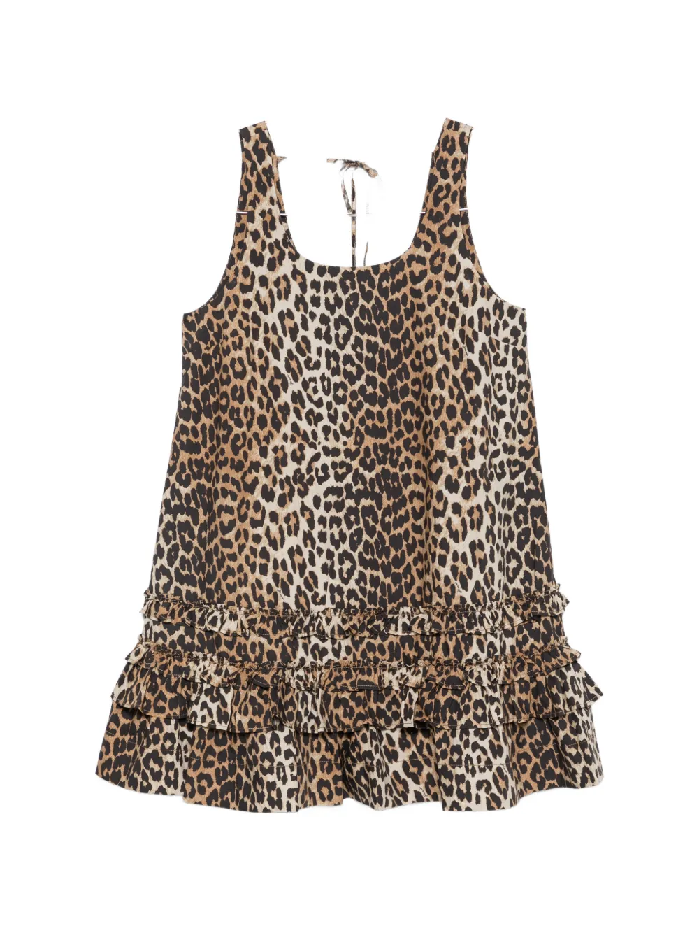 GANNI leopard-print ruffled dress - Nude