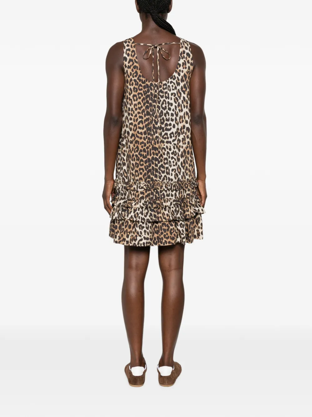 GANNI Jurk met luipaardprint Beige