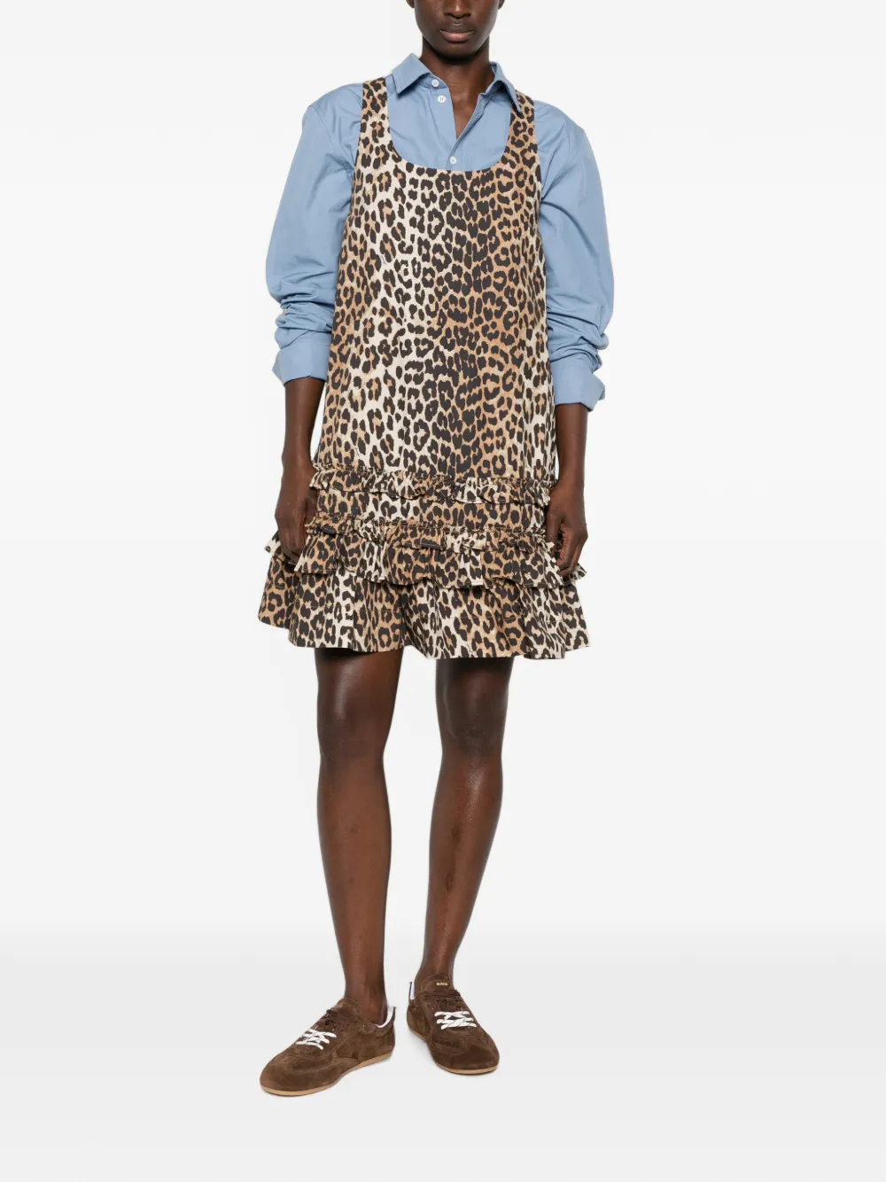 GANNI Jurk met luipaardprint Beige