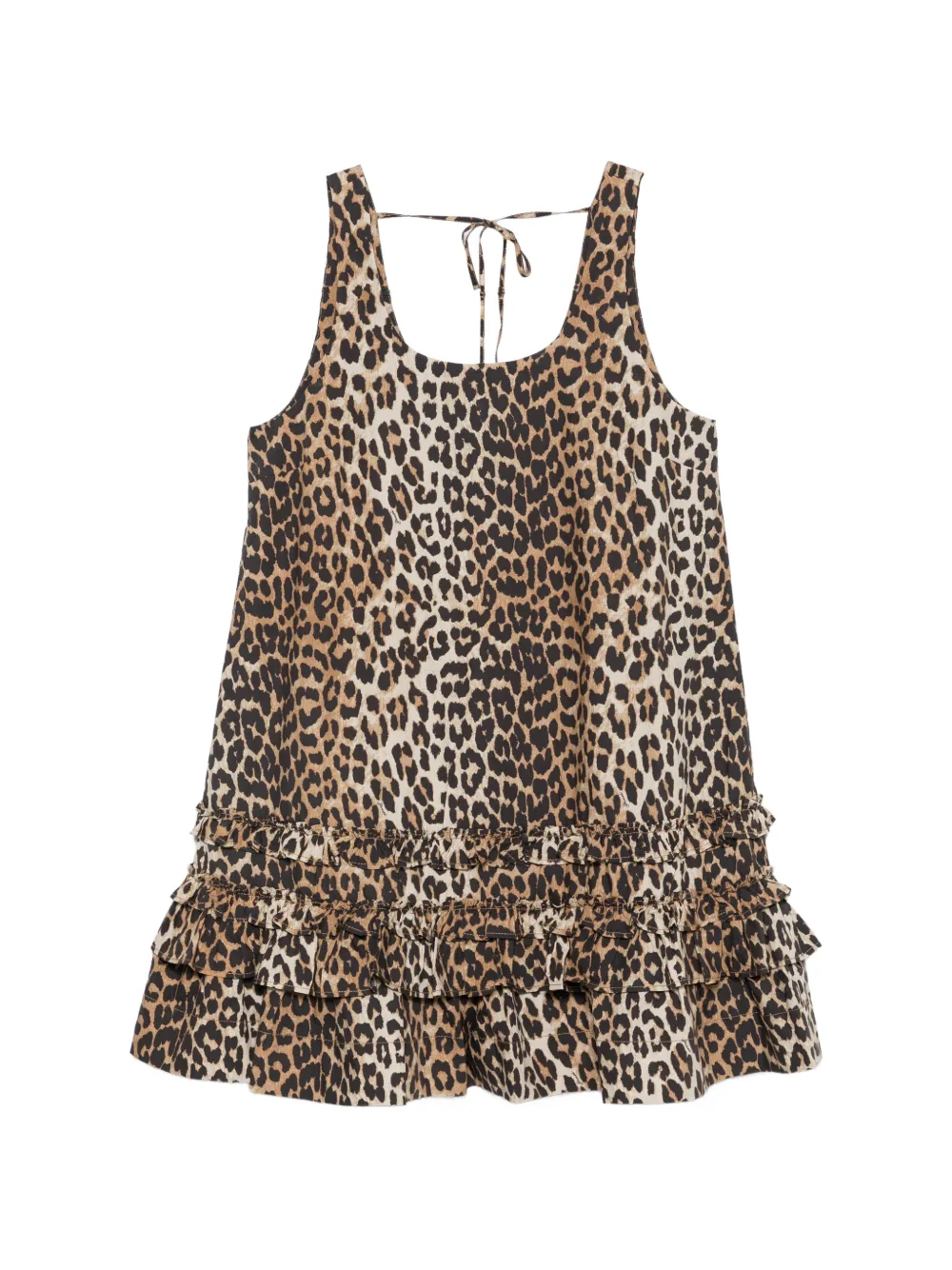 GANNI leopard-print ruffled dress - Toni neutri