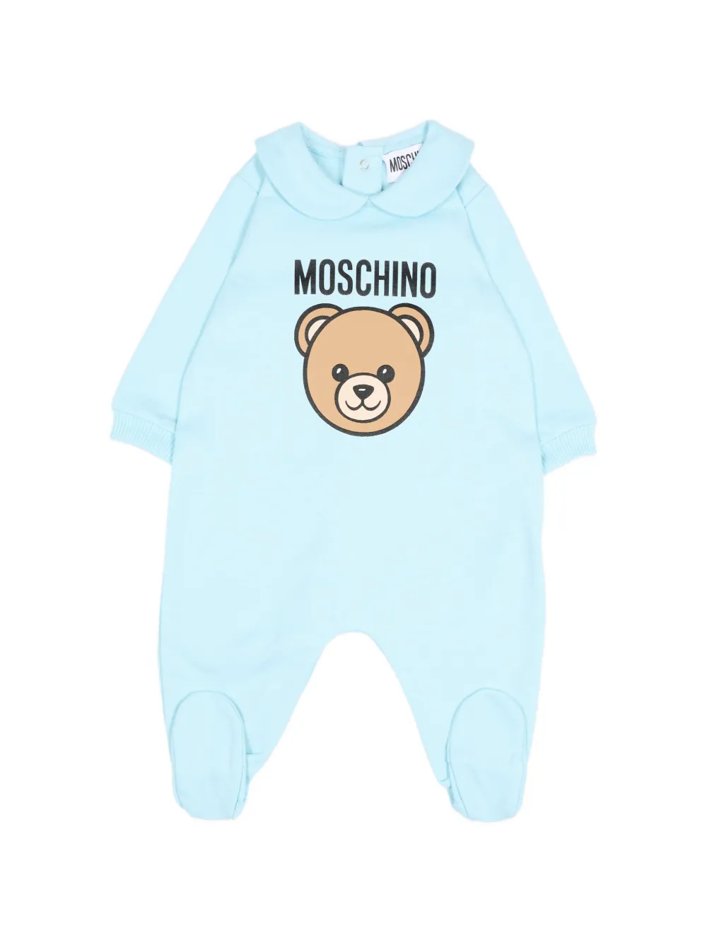 Moschino Babies' Teddy Bear Print Sleepsuit In Blue