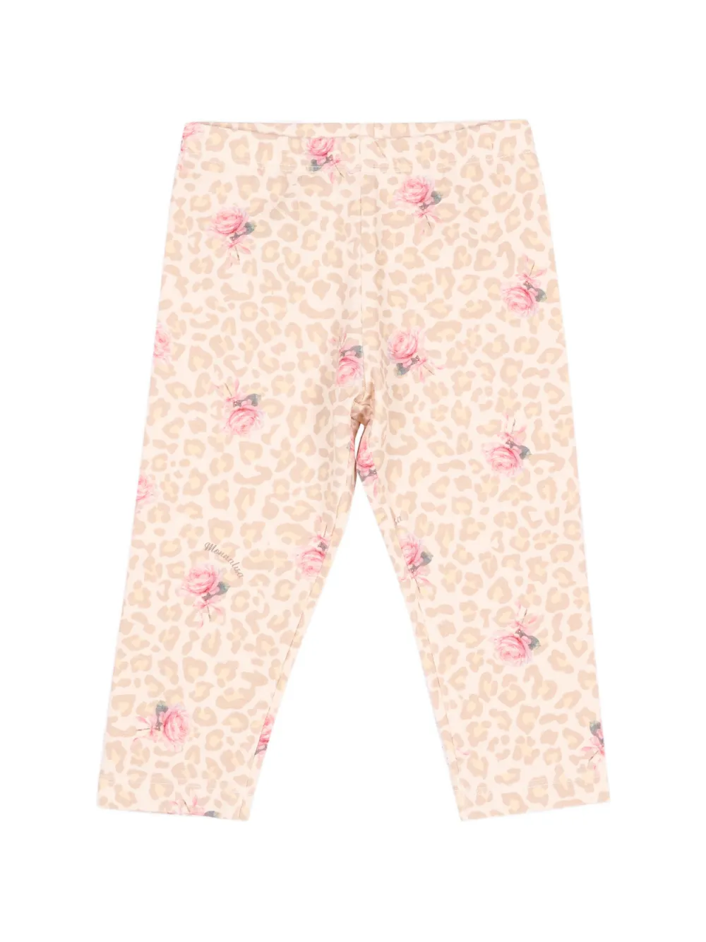 Monnalisa leopard-print floral-print leggings - Toni neutri