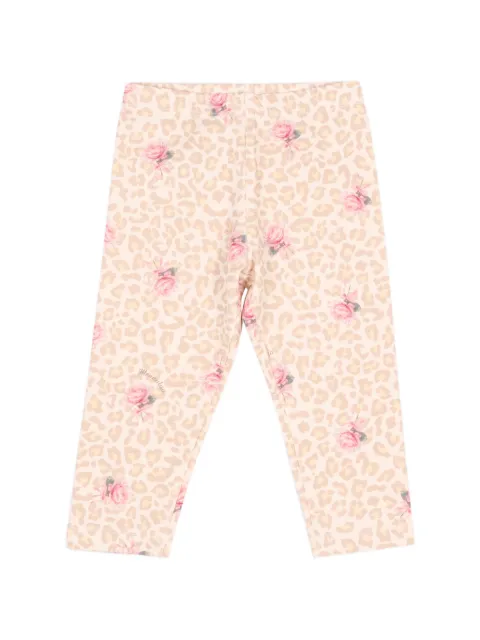 Monnalisa leopard-print floral-print leggings