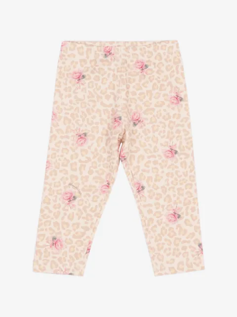 Monnalisa leopard-print floral-print leggings