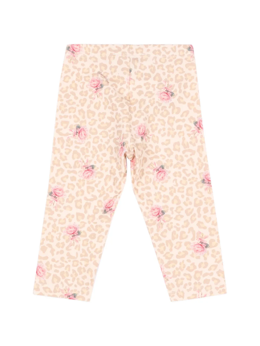 Monnalisa Legging met luipaard- en bloemen-print Beige