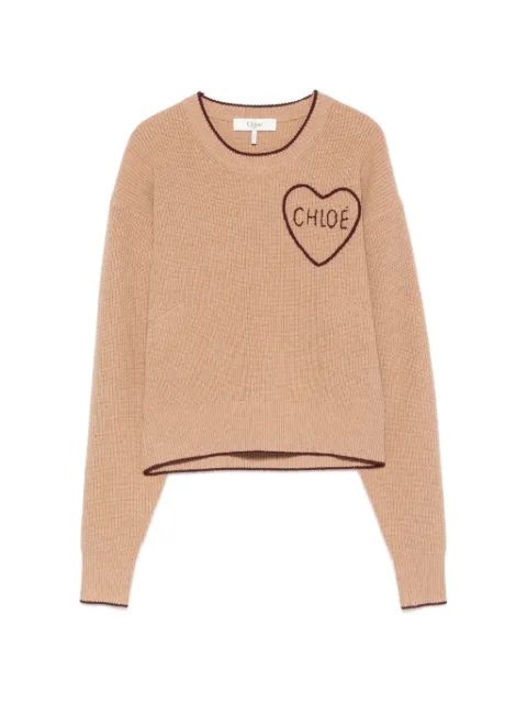 Chloé heart-embroidered ribbed-knit sweater