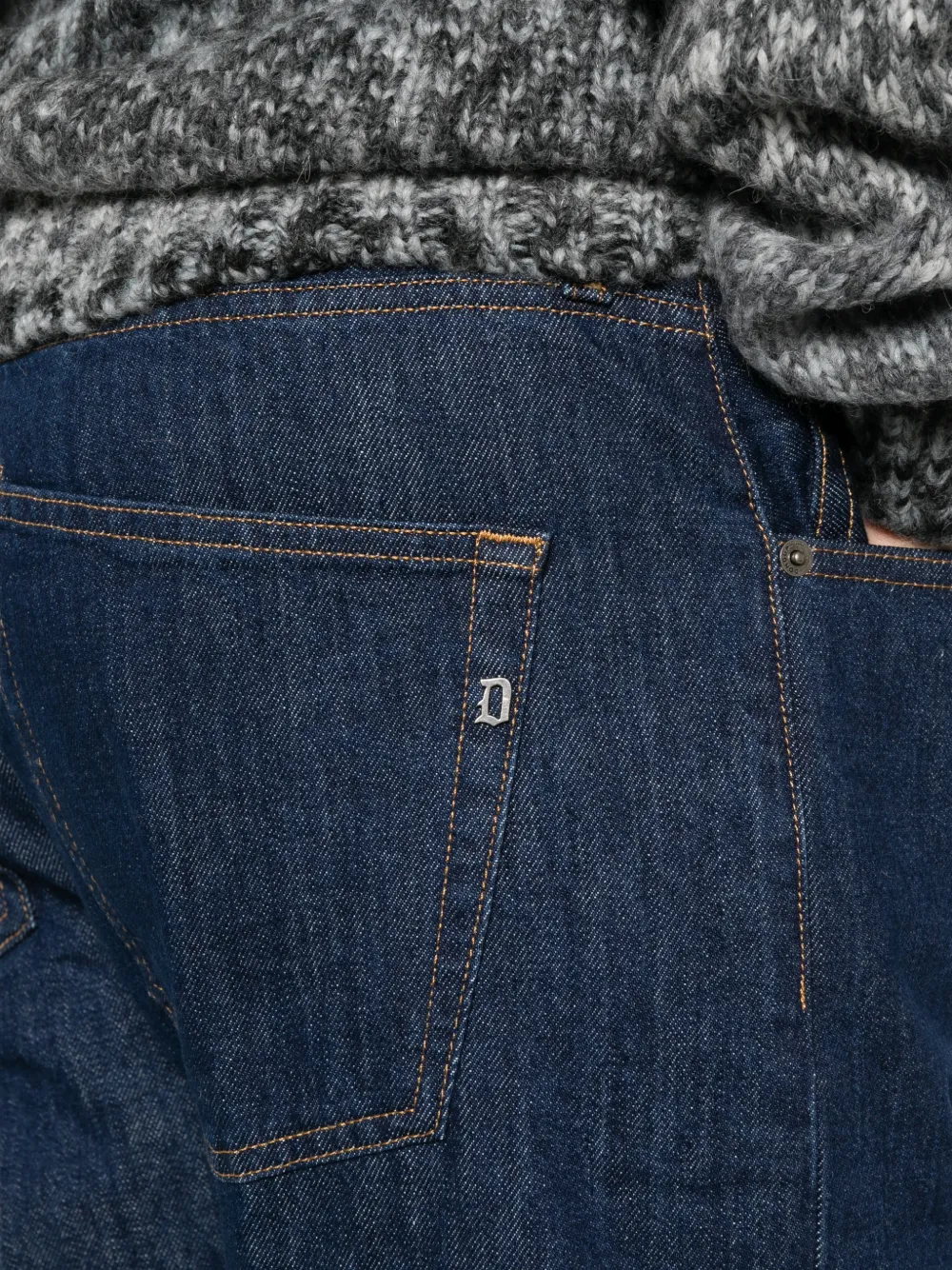 DONDUP Straight jeans met logoplakkaat Blauw
