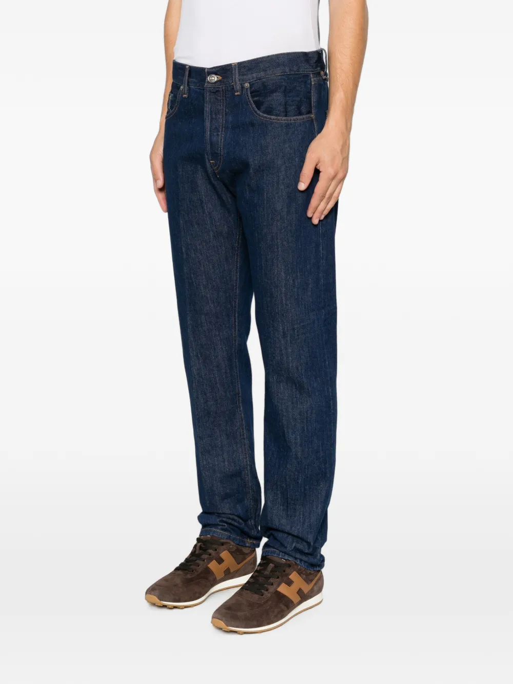 DONDUP Straight jeans met logoplakkaat Blauw