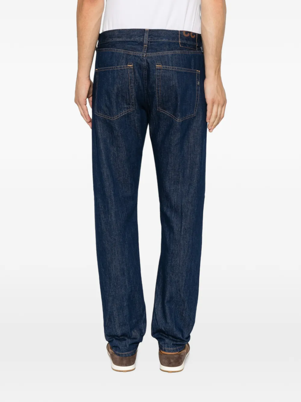 DONDUP Straight jeans met logoplakkaat Blauw