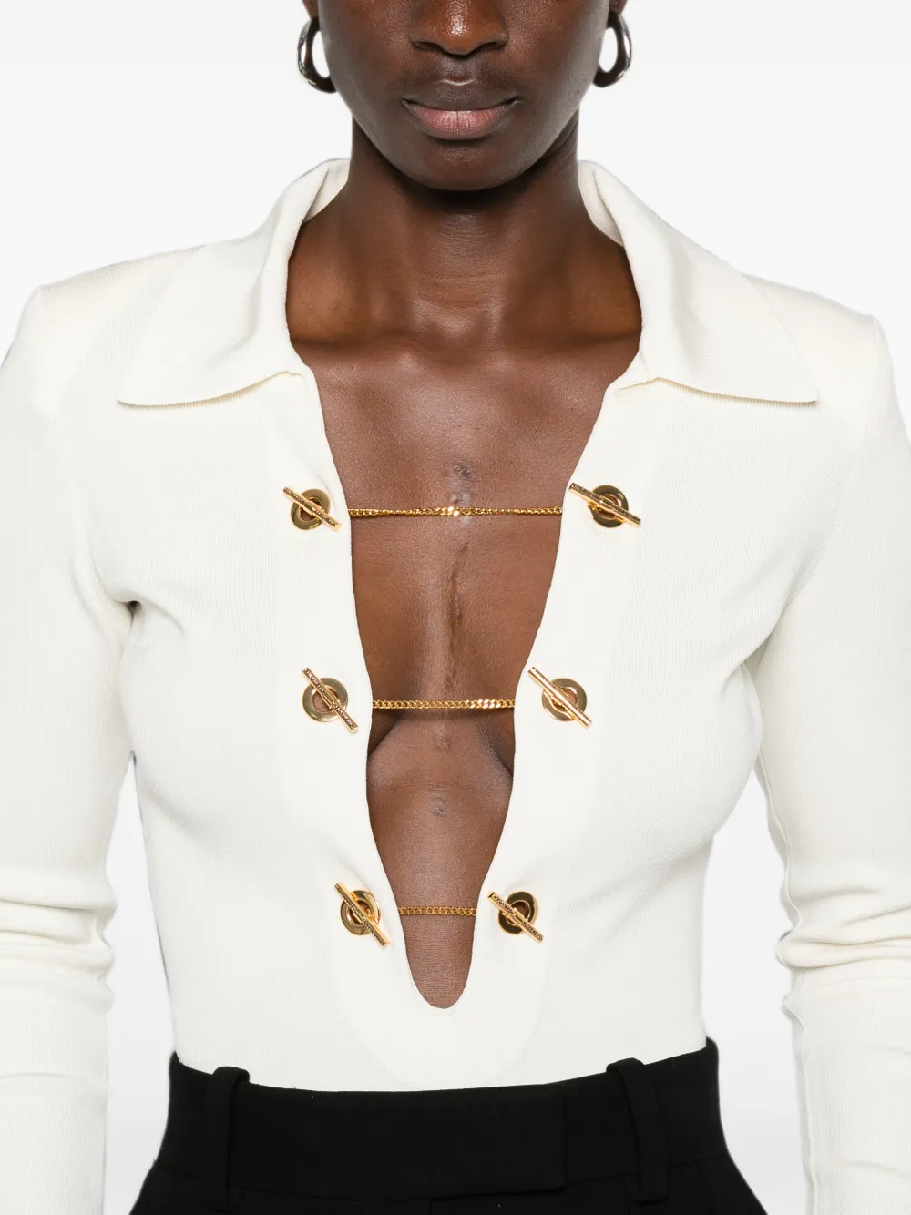 Elisabetta Franchi Ribgebreide body Wit