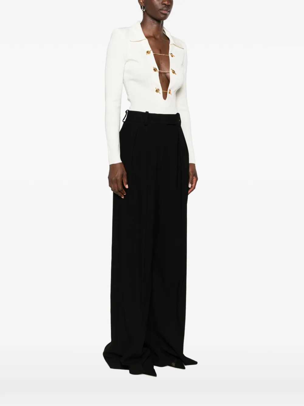 Elisabetta Franchi Ribgebreide body Wit