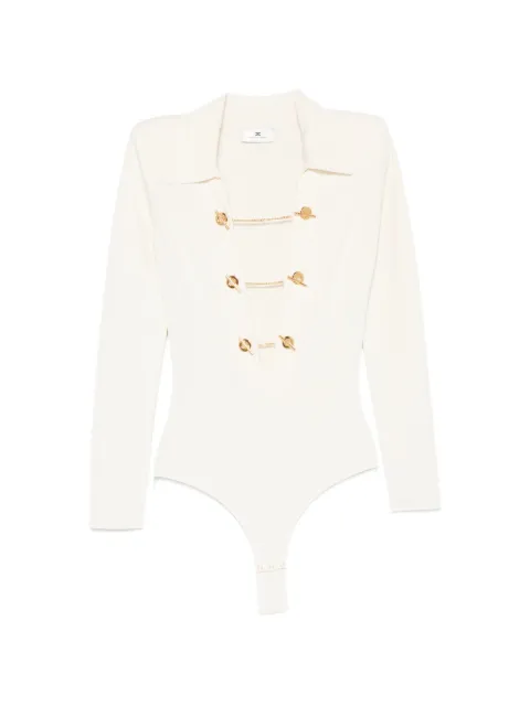 Elisabetta Franchi 토글 체인 골지 니트 바디수트