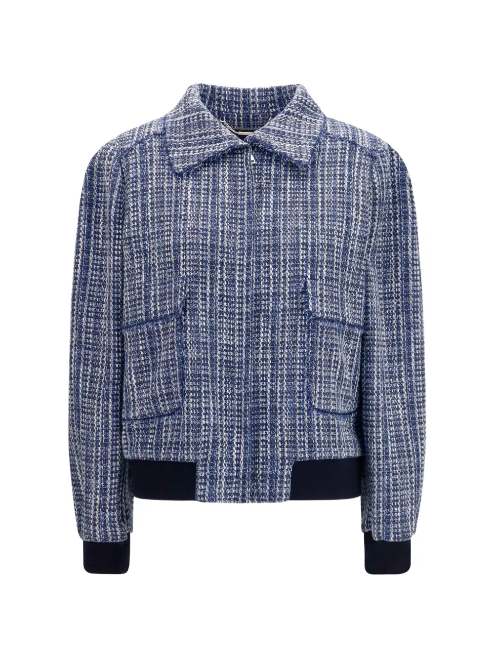 Kiton zip-up tweed jacket - Blau