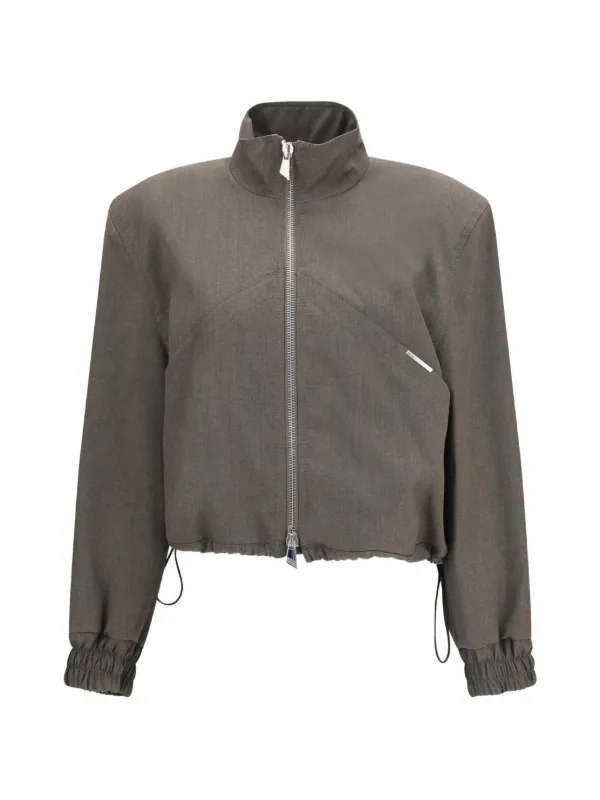 The Attico High-neck Zip-up Bomber Jacket in Grey